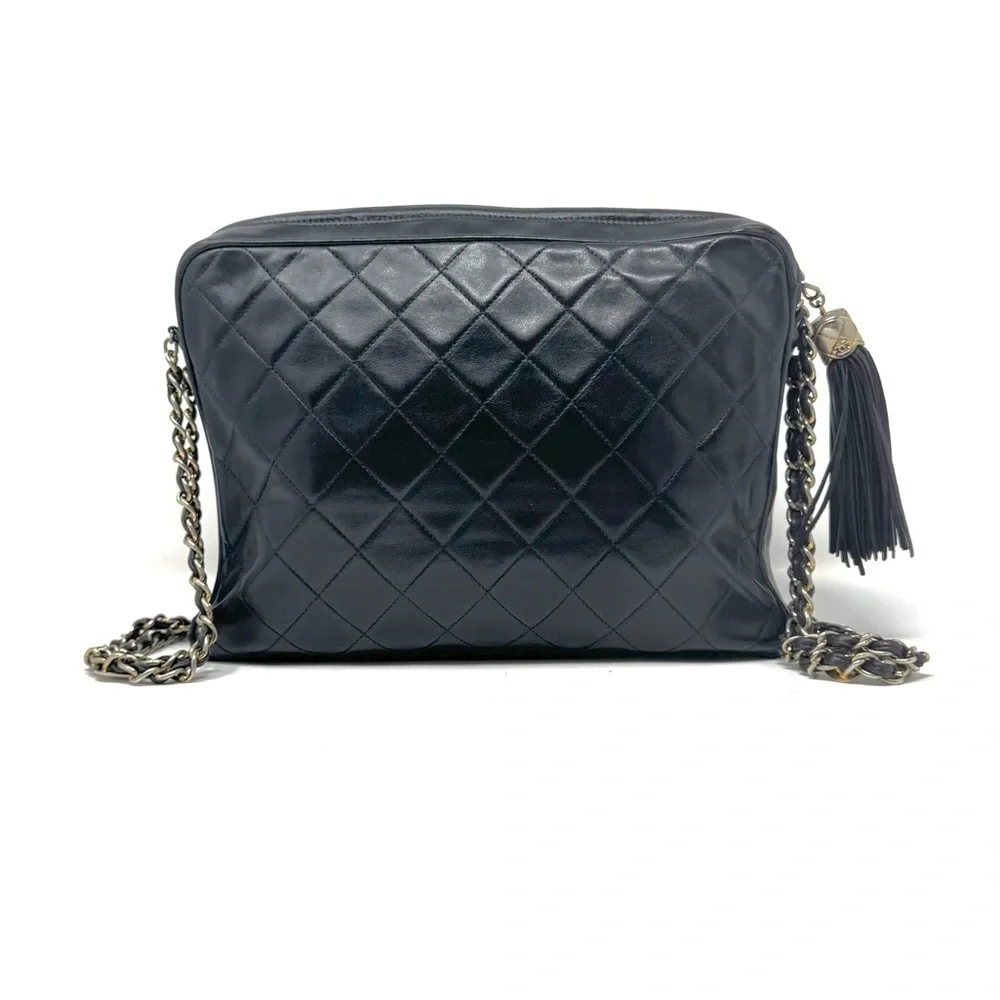 Chanel Vintage Black Quilted Camera Crossbody Bag –Quilted Caviar, Gold Hardware